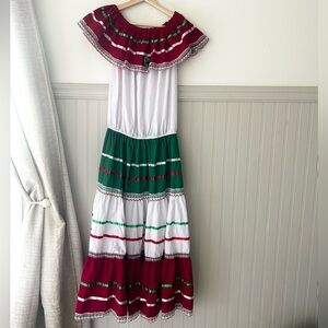 Mexican Folklorico Off-Shoulder Maxi Dress One Size